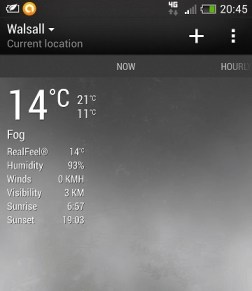 Sept 29 - Weather on HTC One Mini