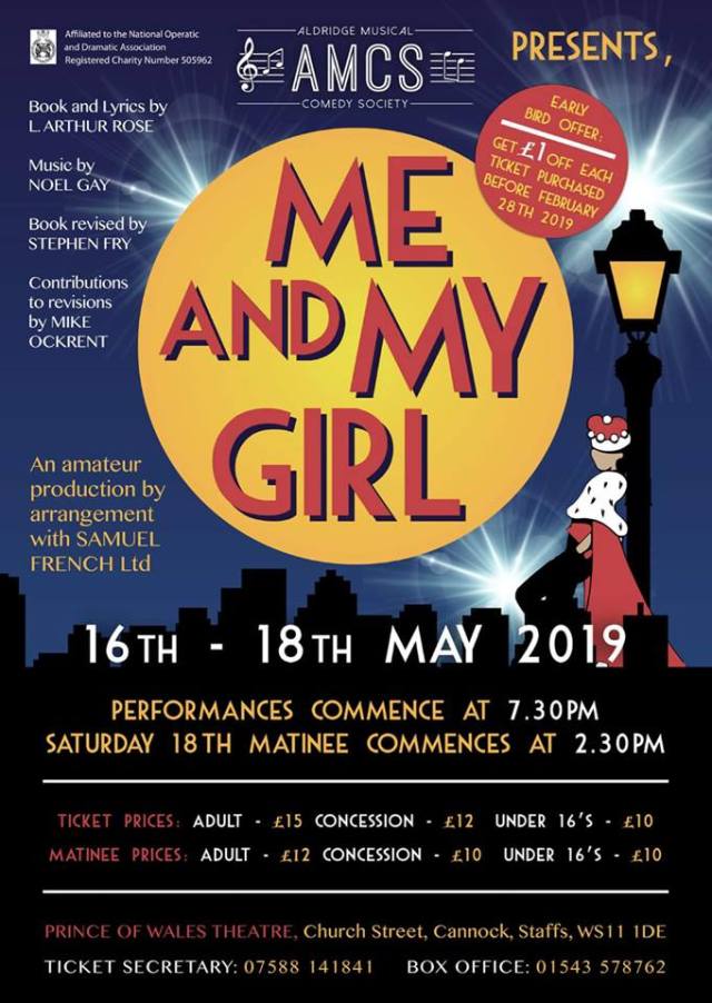 Me and My Girl Prince of Wales Theatre, Cannock – 16 to 18 May 2019 AMCS